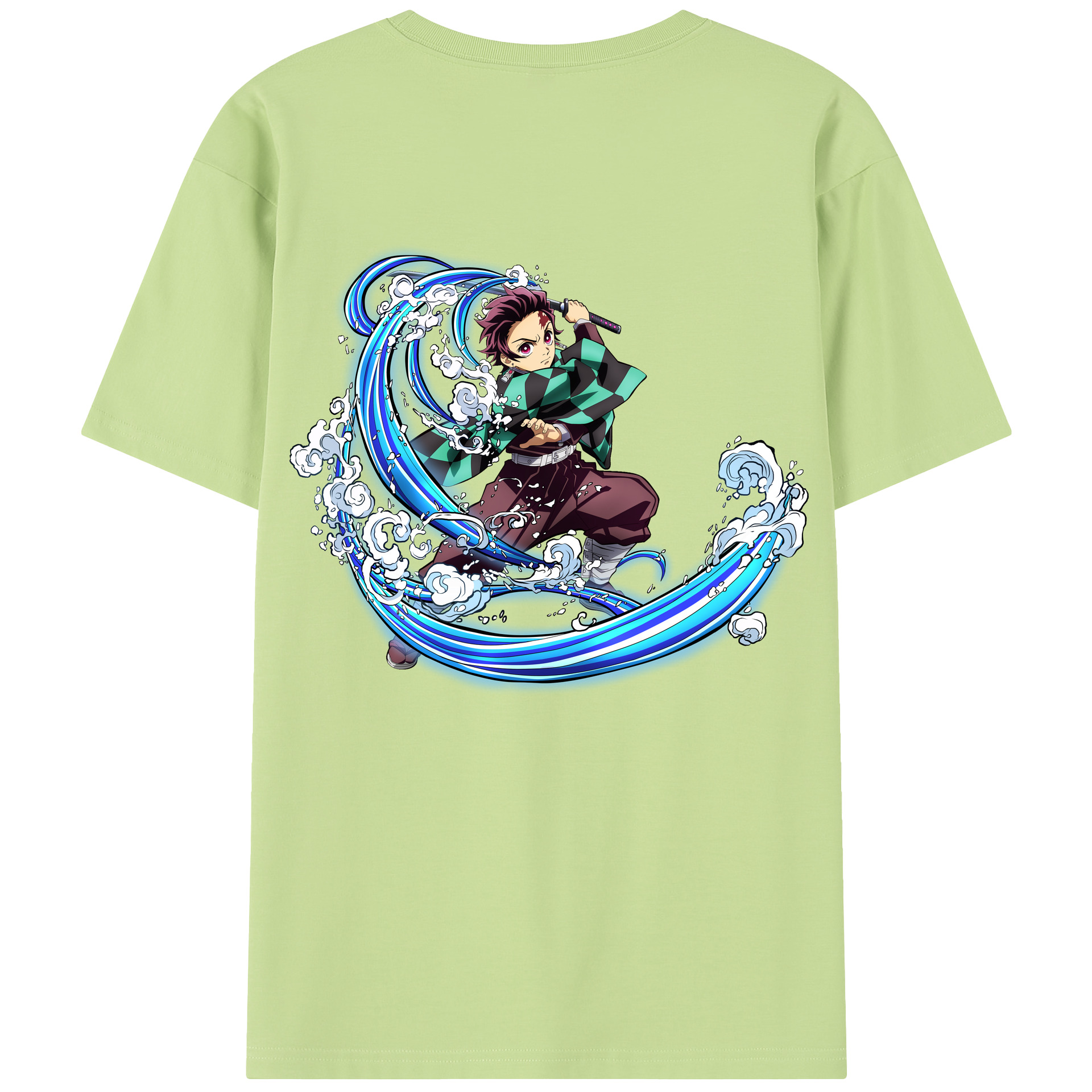 （画像用） 鬼滅の刃 竈門 炭治郎／かまど たんじろう Kamado Tanjirou 綿100％半袖Tシャツ（背面プリント）